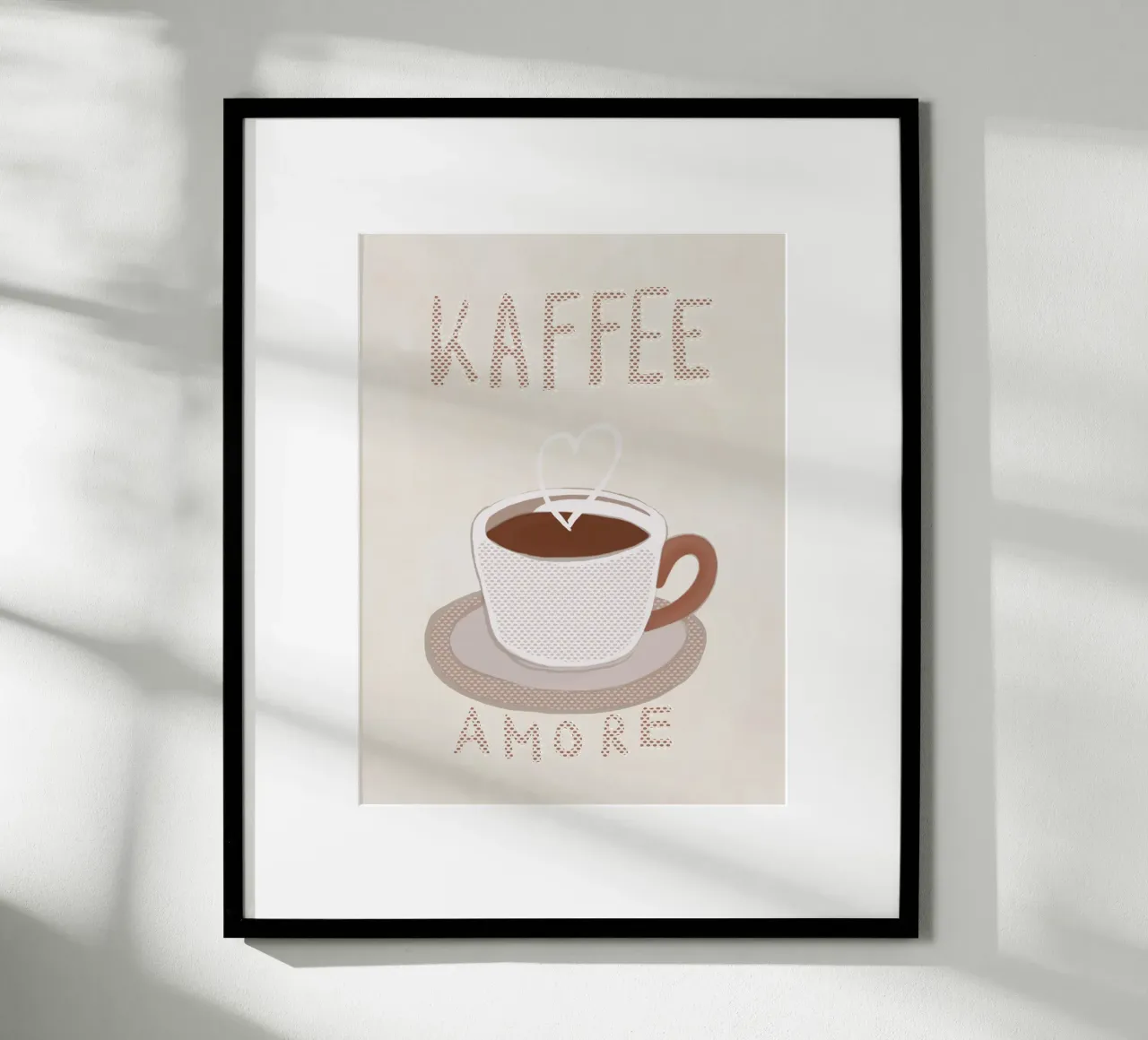 Caffè con tazzina a pallini poster con telaio in alluminio da Carinaprint