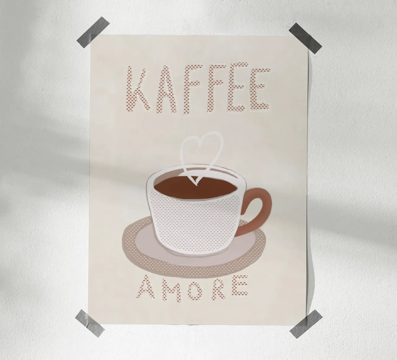 Caffè con tazzina a pallini poster con telaio in alluminio da Carinaprint