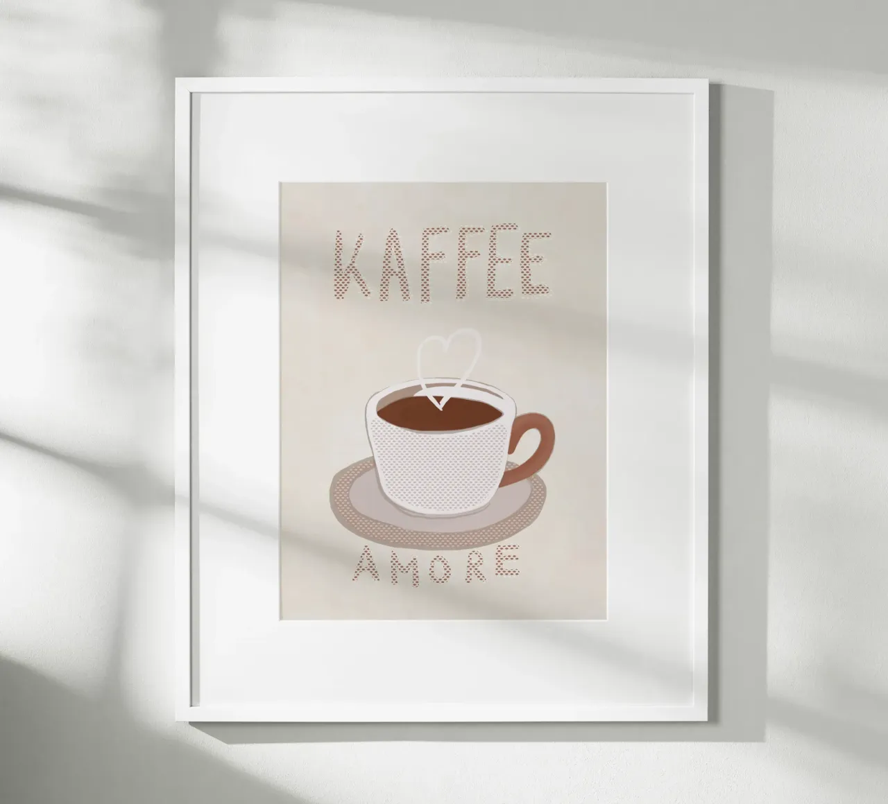 Caffè con tazzina a pallini poster con telaio in alluminio da Carinaprint