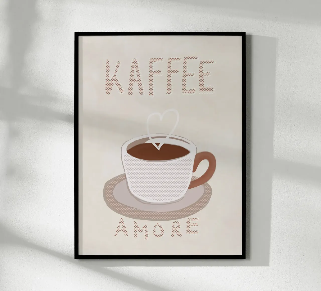 Caffè con tazzina a pallini poster con telaio in alluminio da Carinaprint