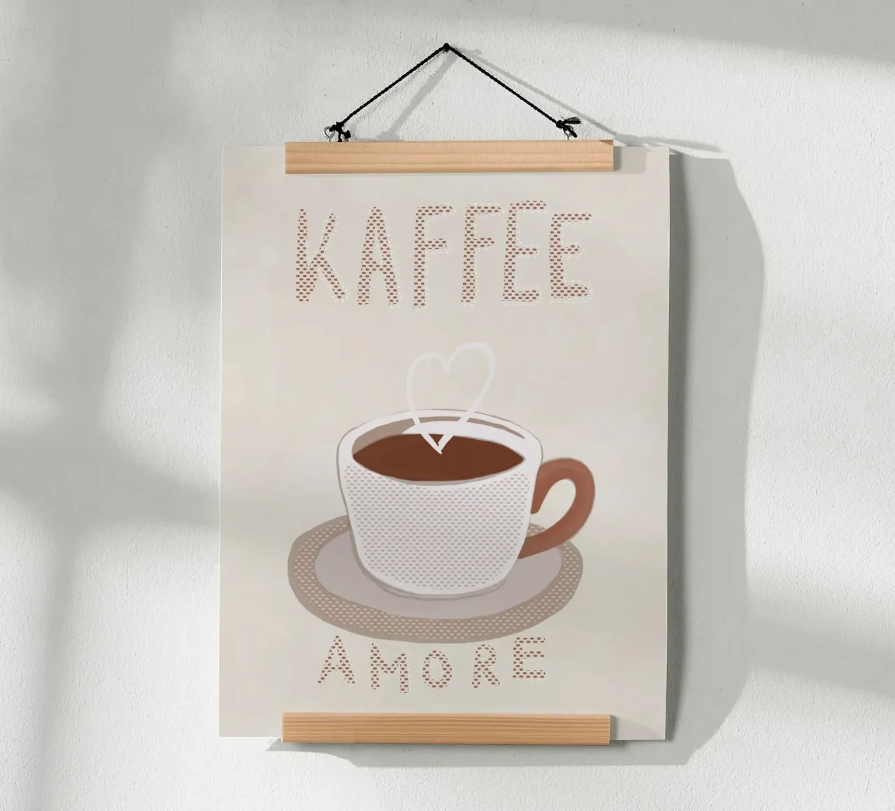 Caffè con tazzina a pallini poster con telaio in alluminio da Carinaprint