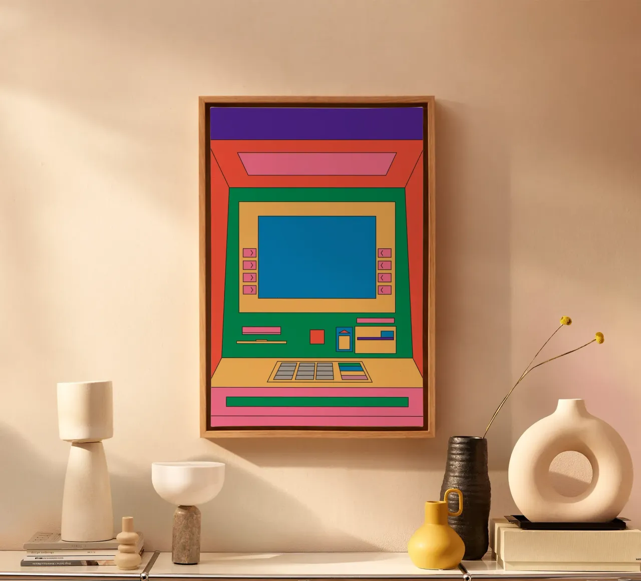 Macchina da soldi retrò tela con Cornice a cassetta da Retro Boy Art