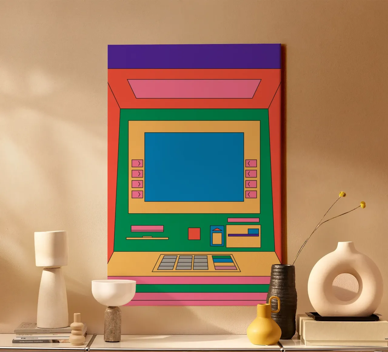 Macchina da soldi retrò tela con Cornice a cassetta da Retro Boy Art