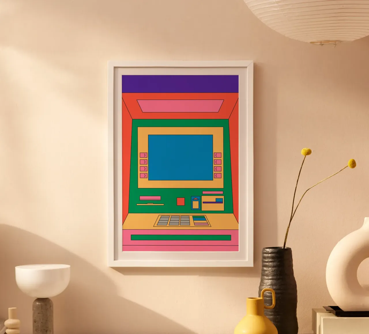 Macchina da soldi retrò poster con telaio in legno da Retro Boy Art