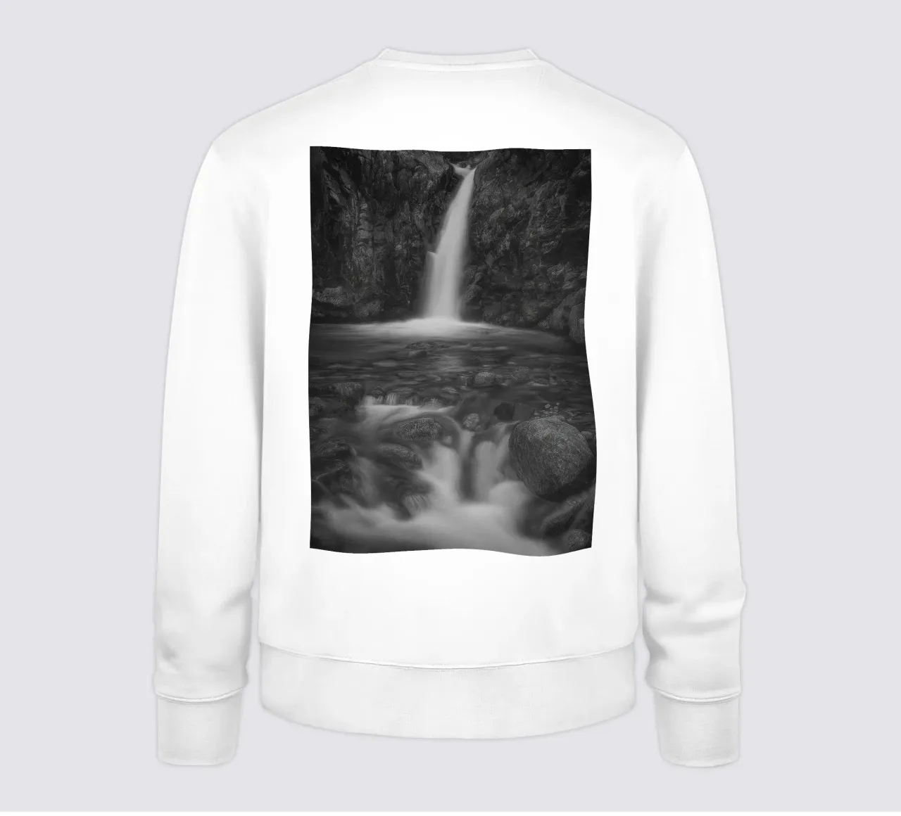 fotografia in bianco e nero di cascate felpa da roosses