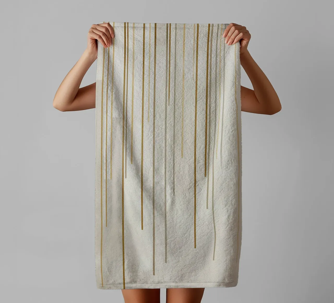 Golden line structures towel by Carinaprint