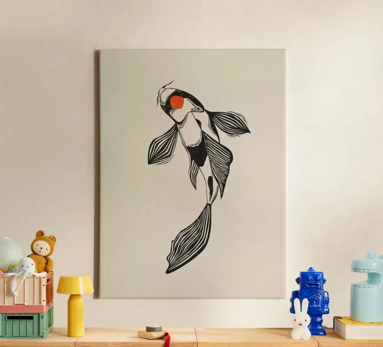 Koi Fish tela con Cornice a cassetta da Indigo Rain