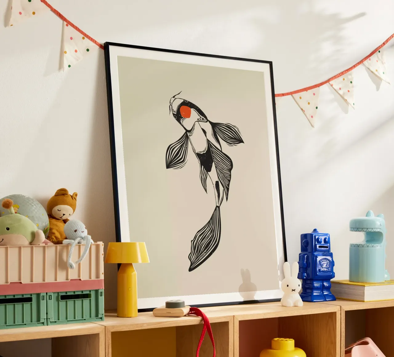Koi Fish poster con telaio in alluminio da Indigo Rain
