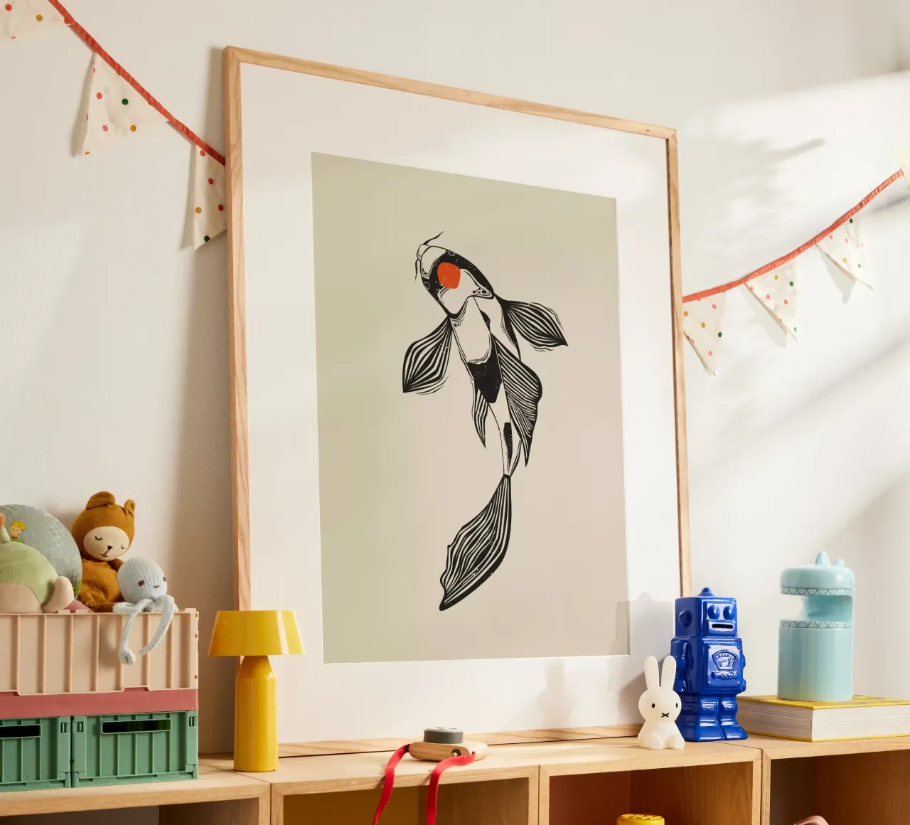 Koi Fish poster con telaio in alluminio da Indigo Rain