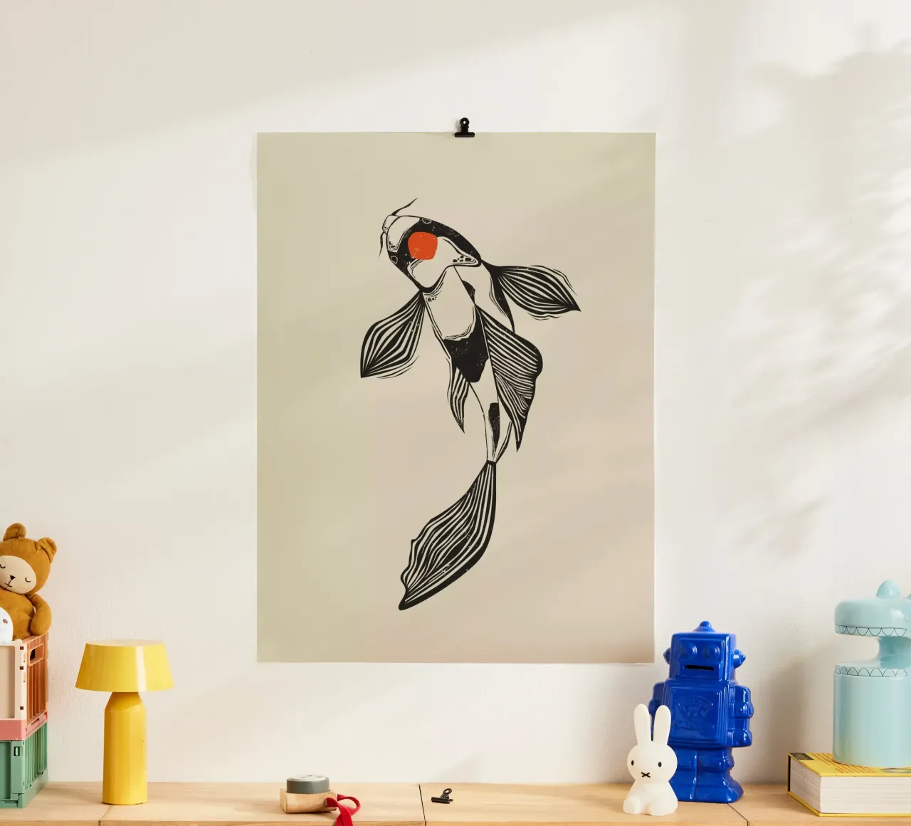 Koi Fish poster con telaio in alluminio da Indigo Rain