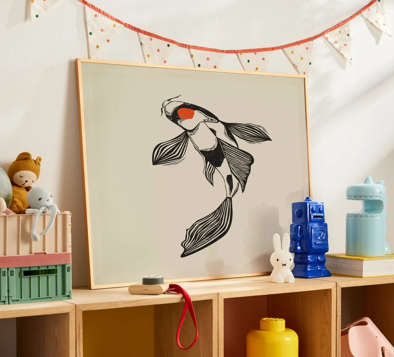 Koi Fish poster con telaio in alluminio da Indigo Rain