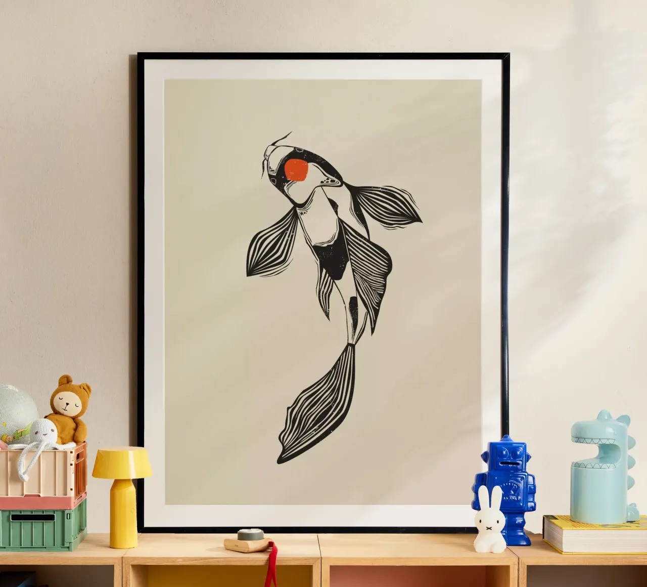 Koi Fish poster con telaio in alluminio da Indigo Rain