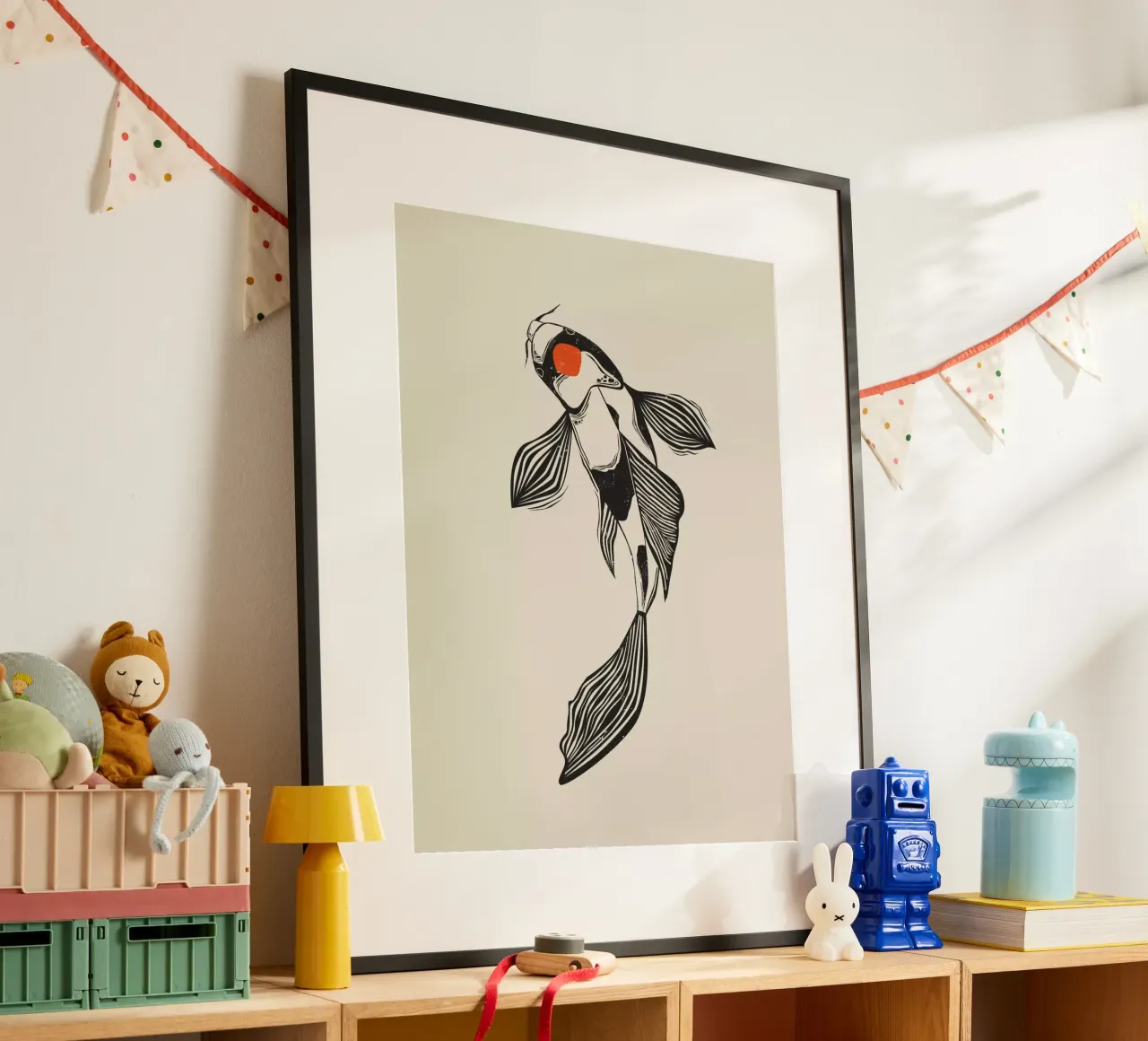 Koi Fish poster con telaio in alluminio da Indigo Rain