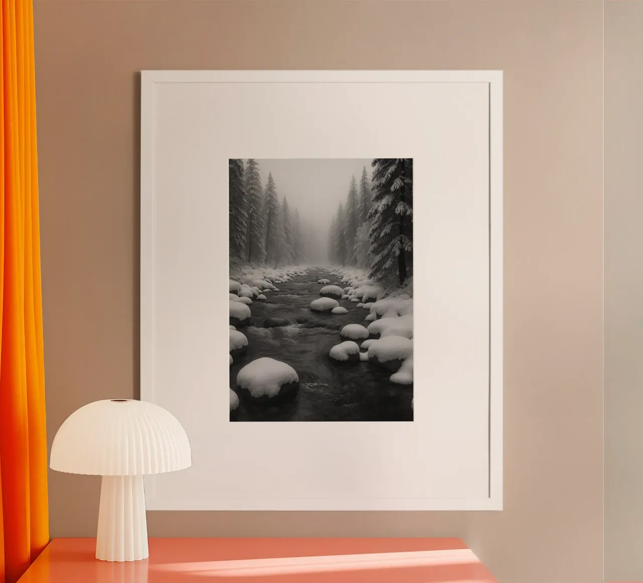 fiume innevato fotografia in bianco e nero poster da roosses