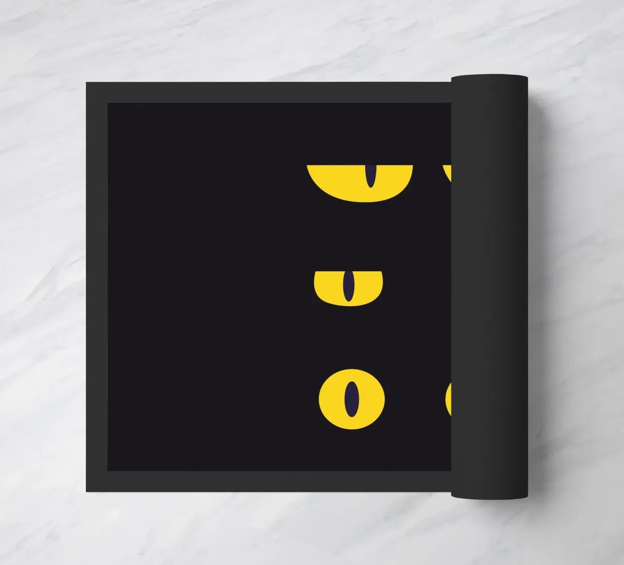 Lazy Cat Eye In The Dark doormat by galihstudio