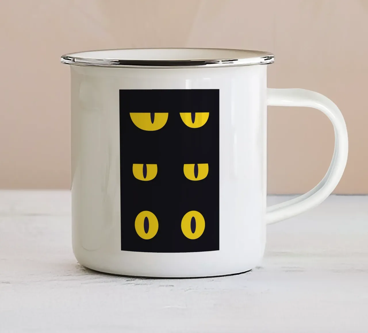 Luie kattenogen in het donker emaille mok van galihstudio