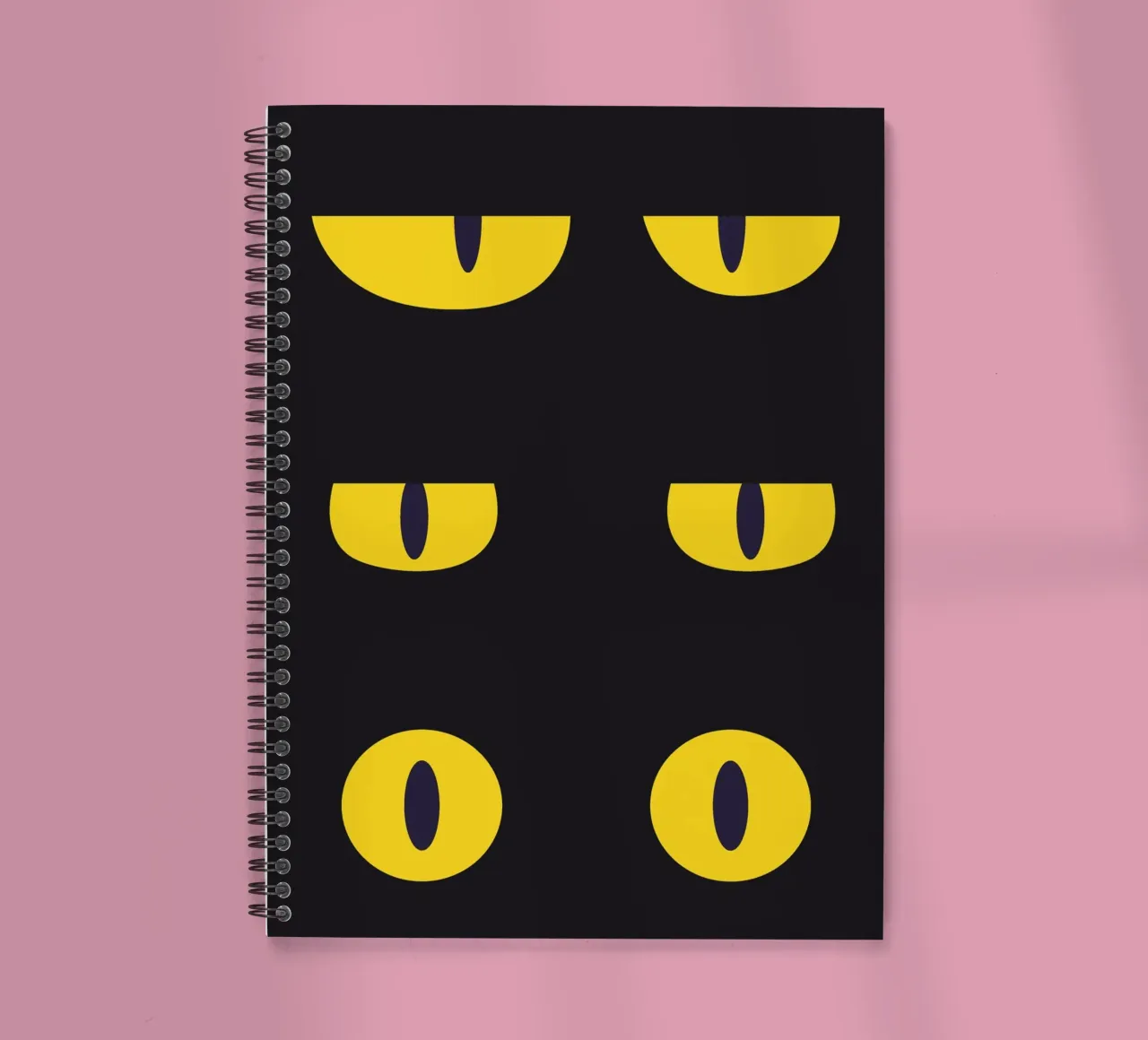Lazy Cat Eye In The Dark spiral notebook by galihstudio
