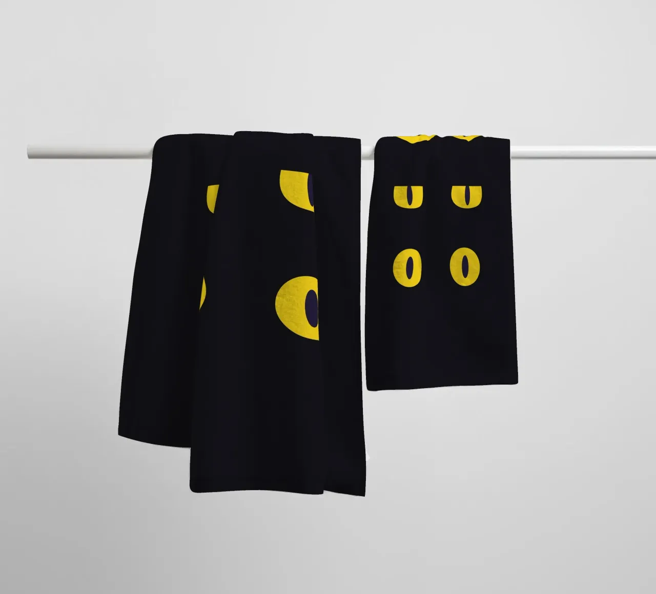 Lazy Cat Eye In The Dark towel by galihstudio