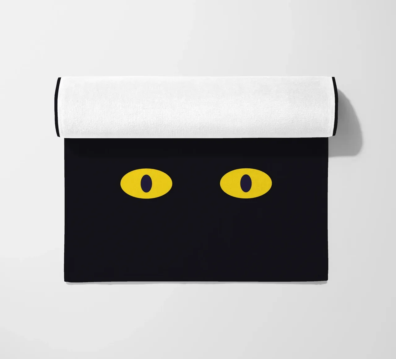 Lazy Cat Eye In The Dark beach towel by galihstudio