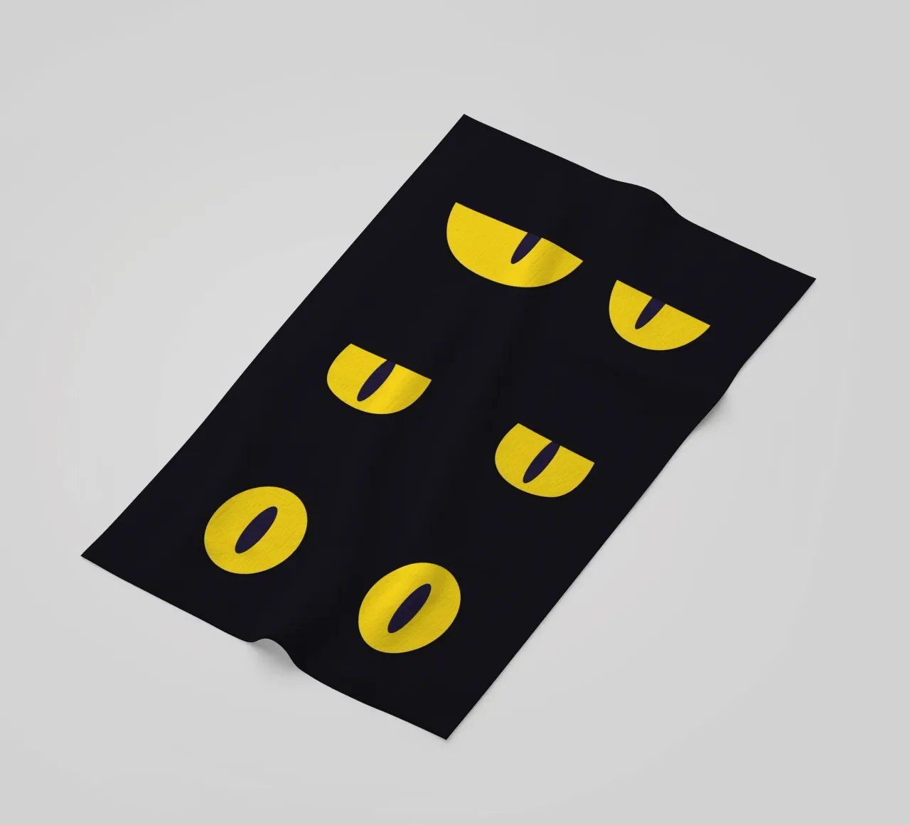 Lazy Cat Eye In The Dark beach towel by galihstudio