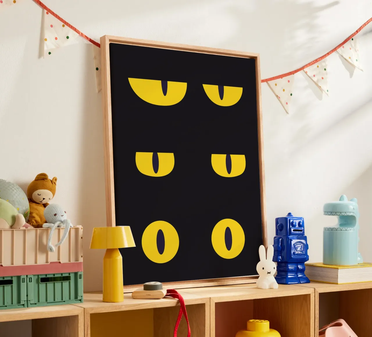 Lazy Cat Eye In The Dark canvas by galihstudio