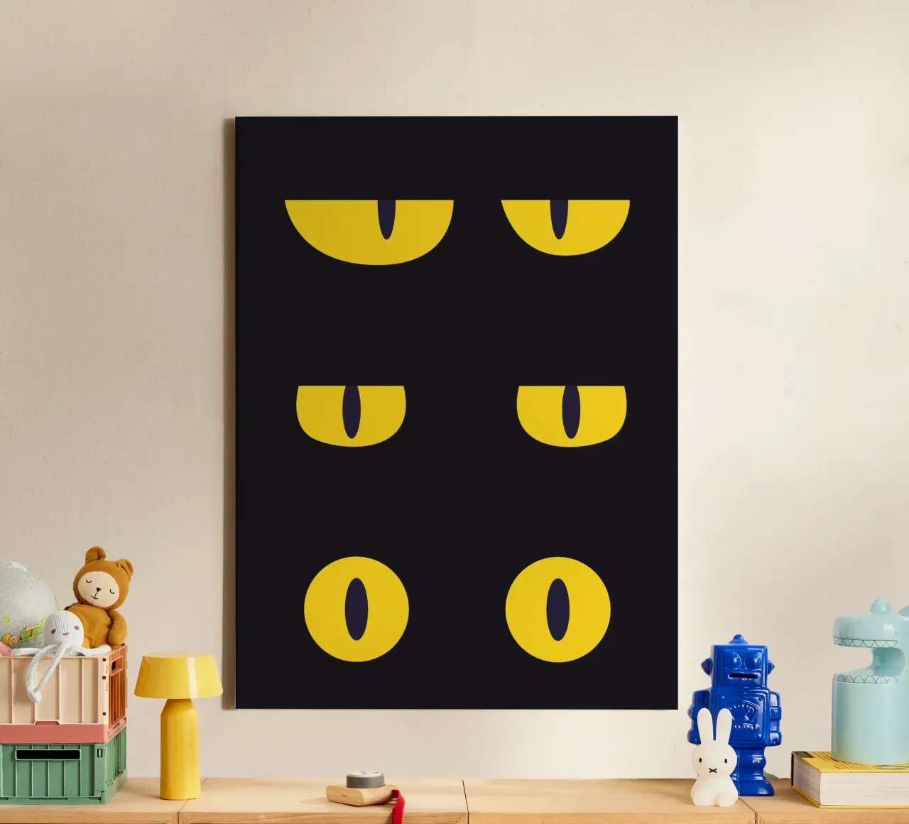 Lazy Cat Eye In The Dark canvas by galihstudio