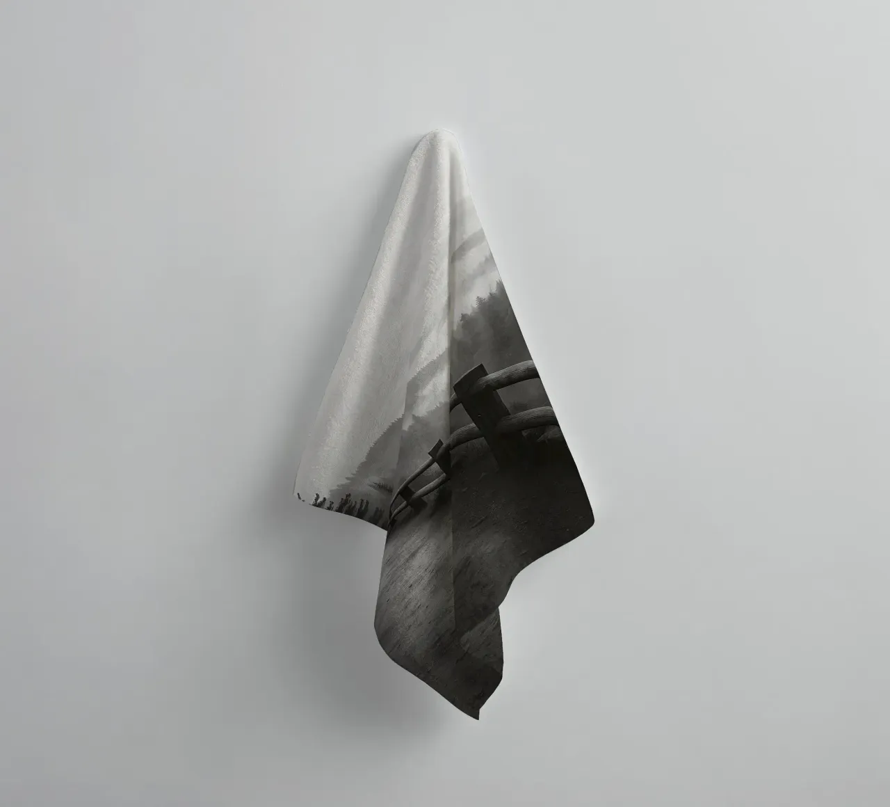 road on the edge of a cliff in the forest black and white ph towel by roosses