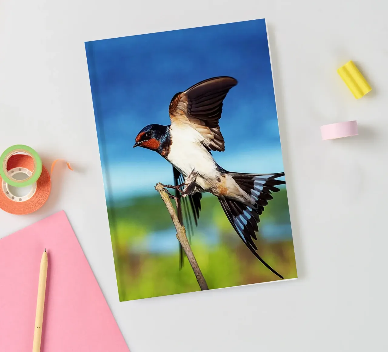 Spring swallow brings time notebook by Nature's Palette