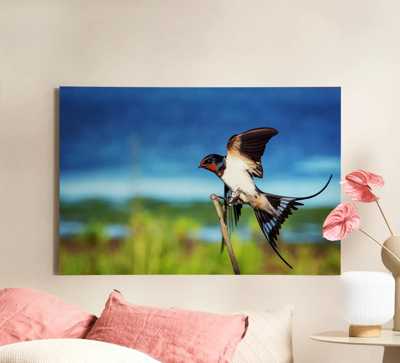 Spring swallow brings time canvas with Floater frame by Nature's Palette