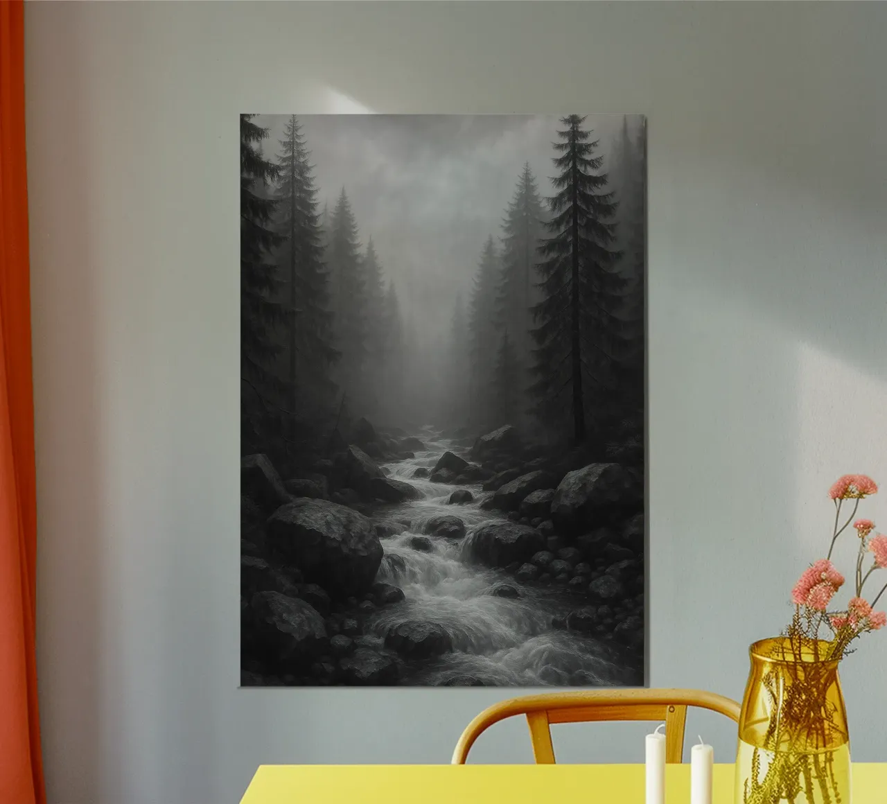 rocce nel fiume fotografia in bianco e nero poster con telaio in plastica da roosses
