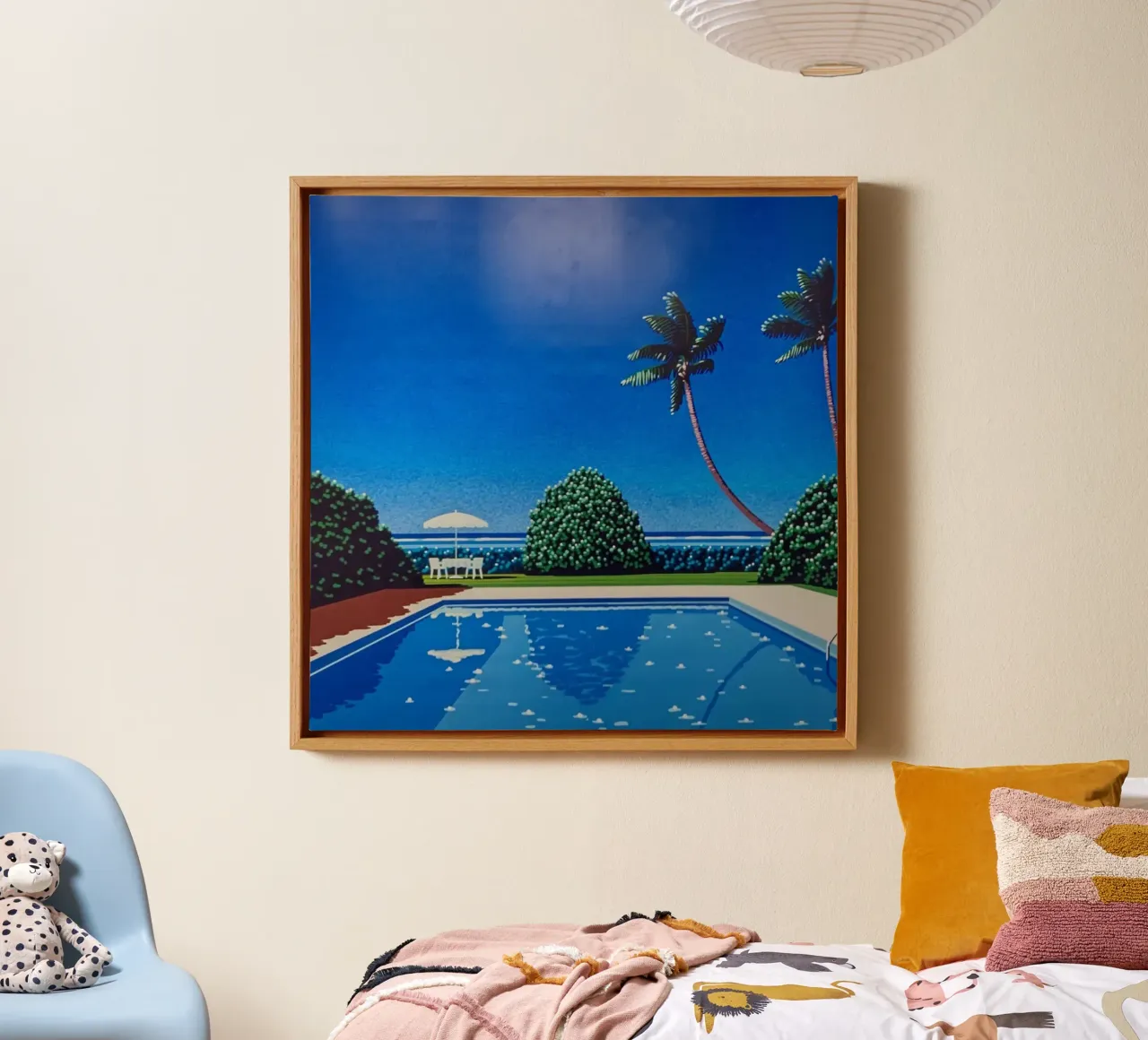 Ästhetisches Schwimmbad - Hiroshi Nagai Leinwand mit Schattenfugenrahmen von Art In The Sky