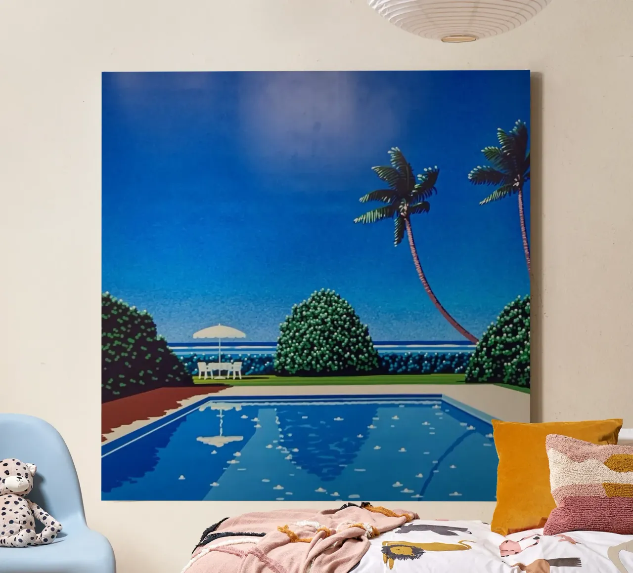 Ästhetisches Schwimmbad - Hiroshi Nagai Leinwand mit Schattenfugenrahmen von Art In The Sky