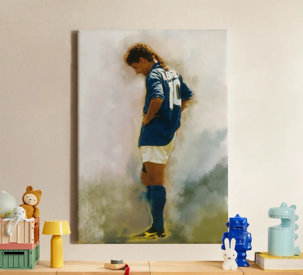 Sad moment Roberto Baggio tela con Cornice a cassetta da Lembayung art