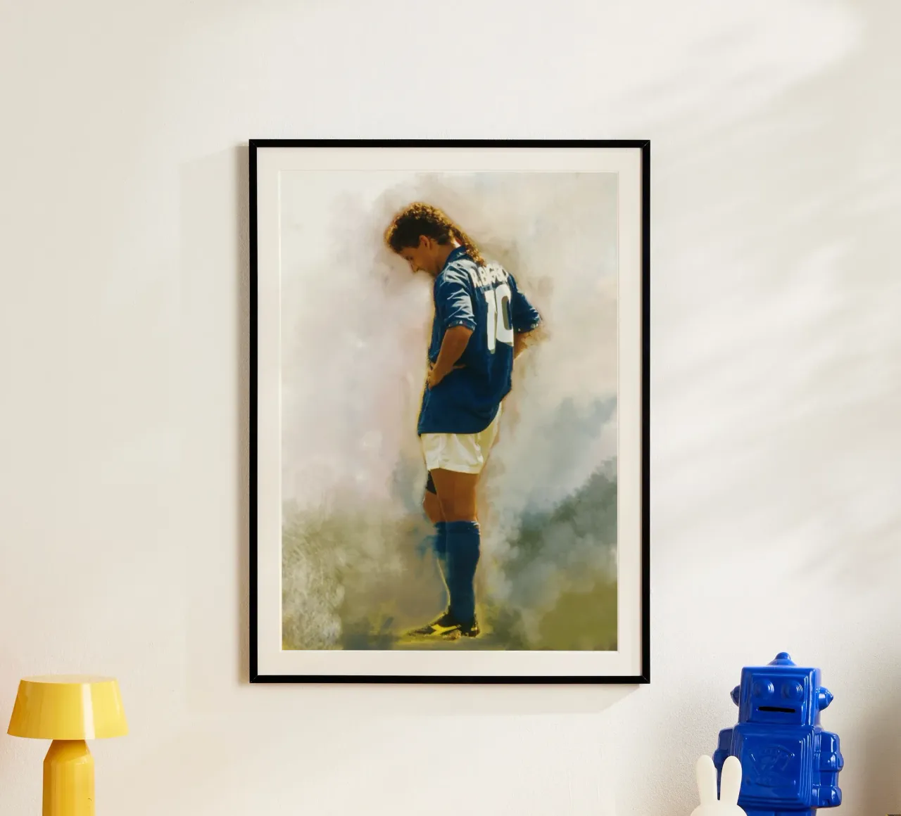 Sad moment Roberto Baggio poster con telaio in alluminio da Lembayung art