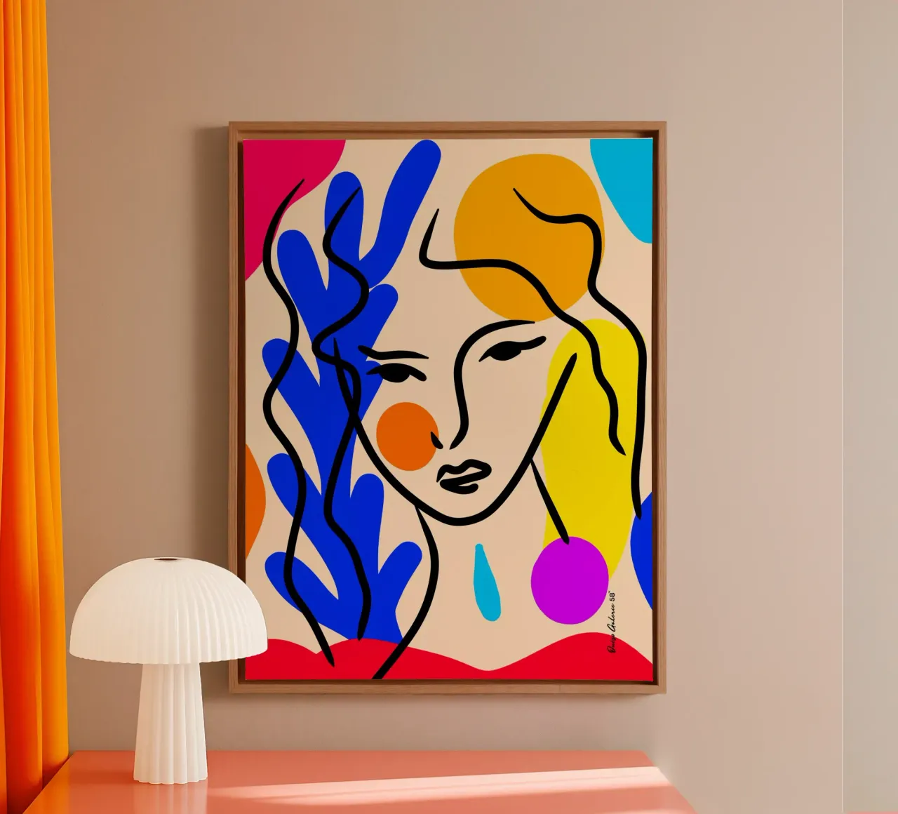 Line art love tela con Cornice a cassetta da Mike Leymi