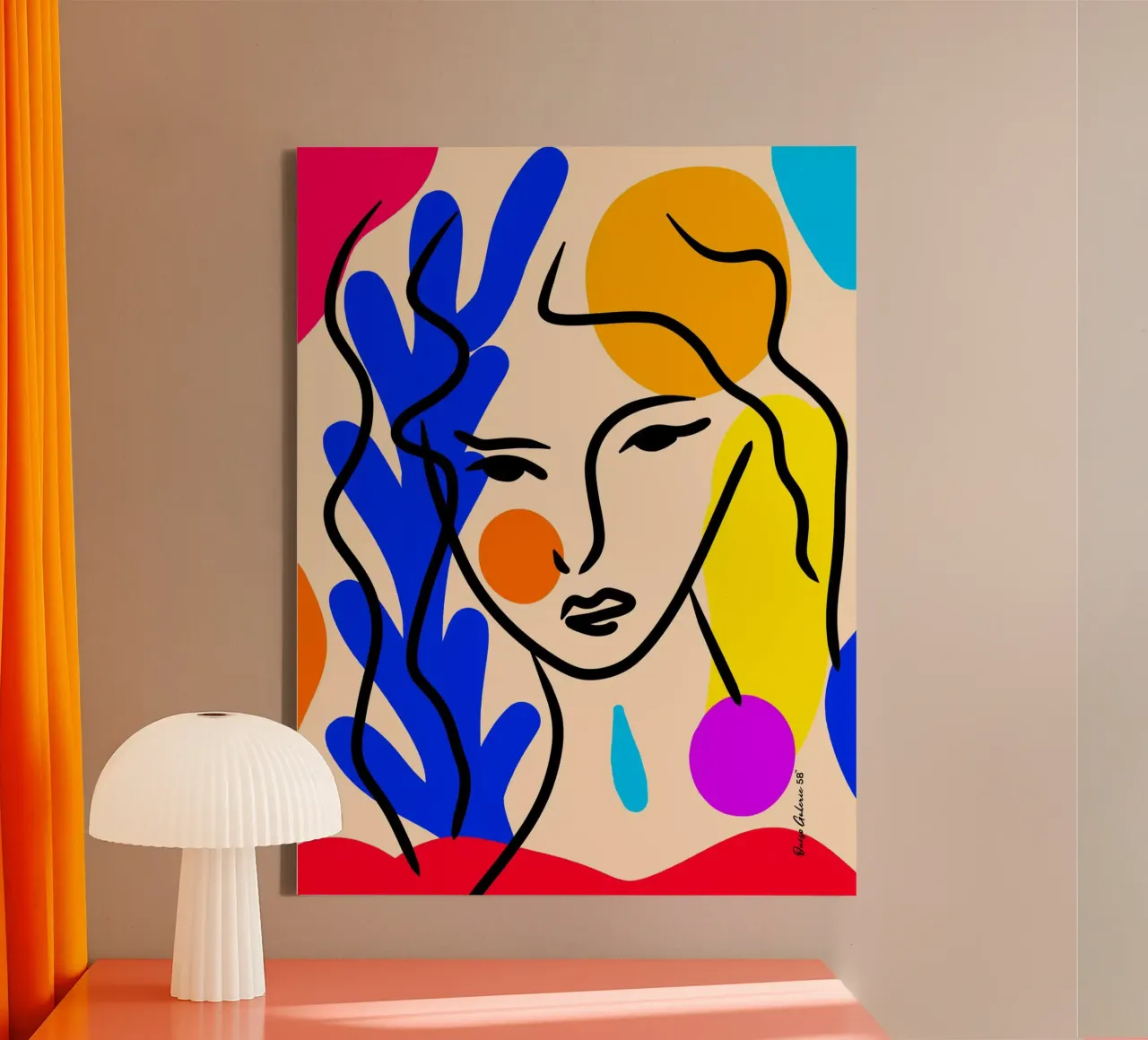 Line art love tela con Cornice a cassetta da Mike Leymi