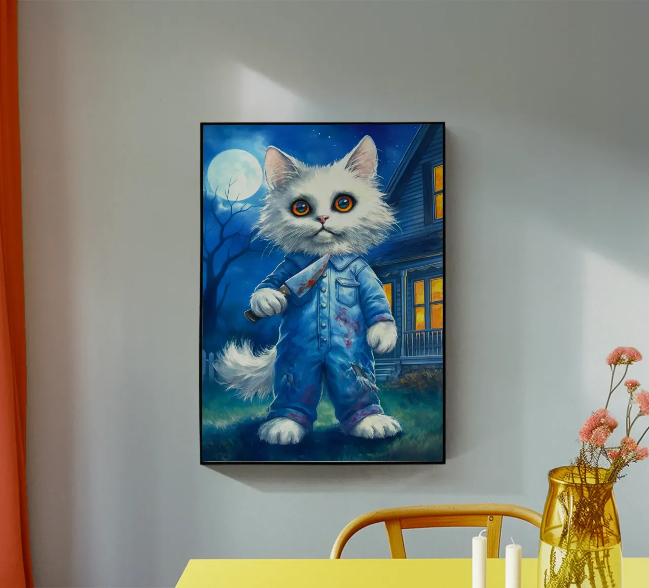 Gatto di Halloween Michael Myers con coltello plexiglass da Fleur de Lys