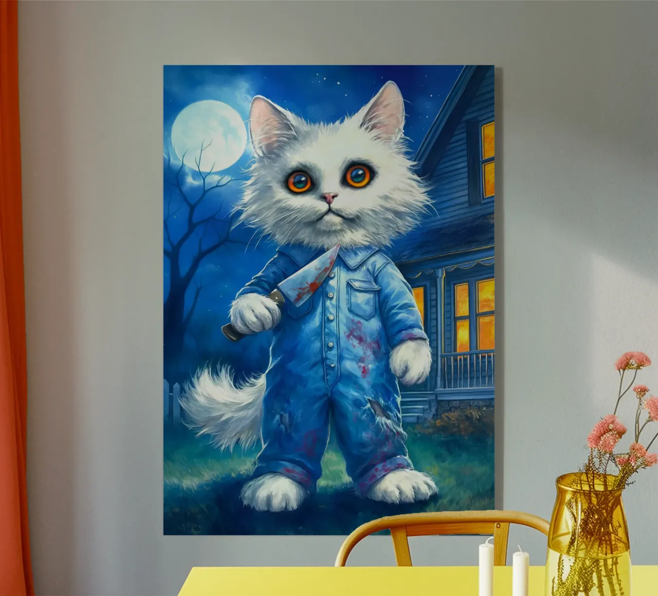 Gatto di Halloween Michael Myers con coltello plexiglass da Fleur de Lys