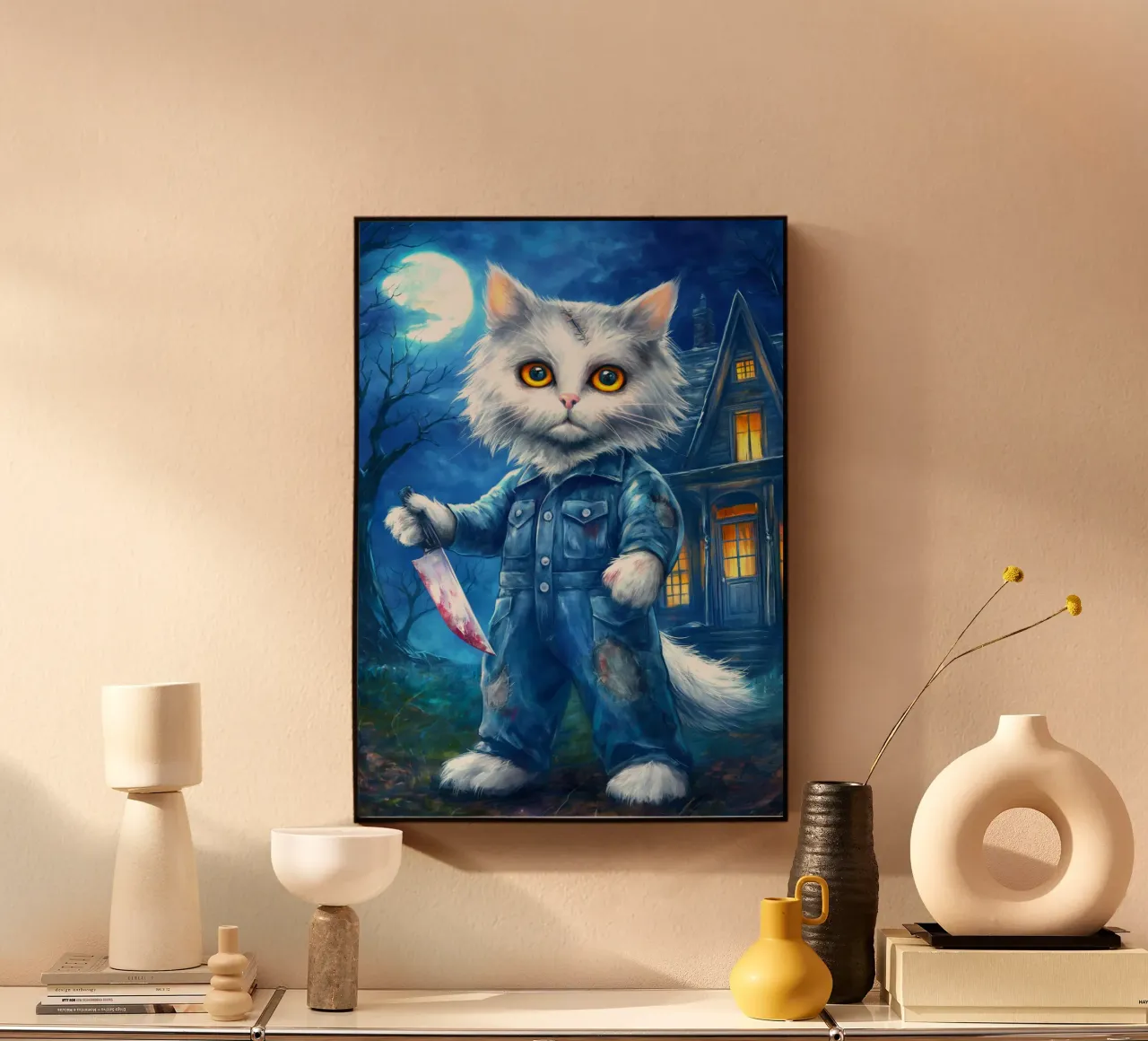 Gatto di Halloween Michael Myers con coltello plexiglass da Fleur de Lys