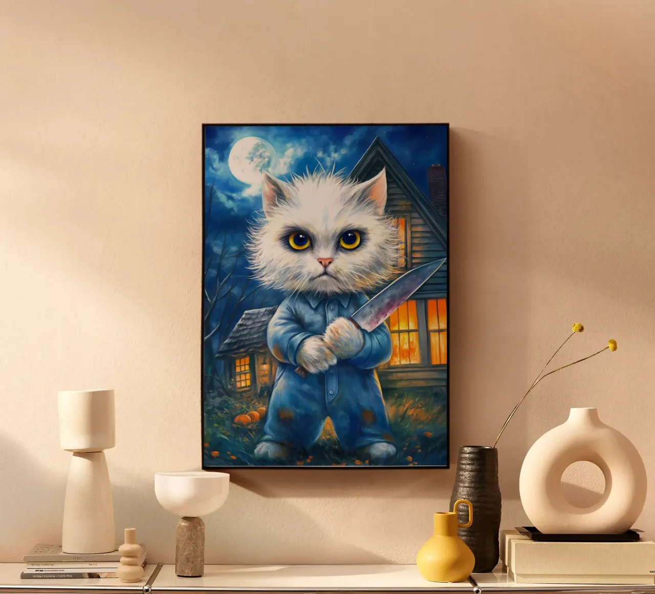 Gatto di Halloween Michael Myers con coltello plexiglass da Stellar Creative