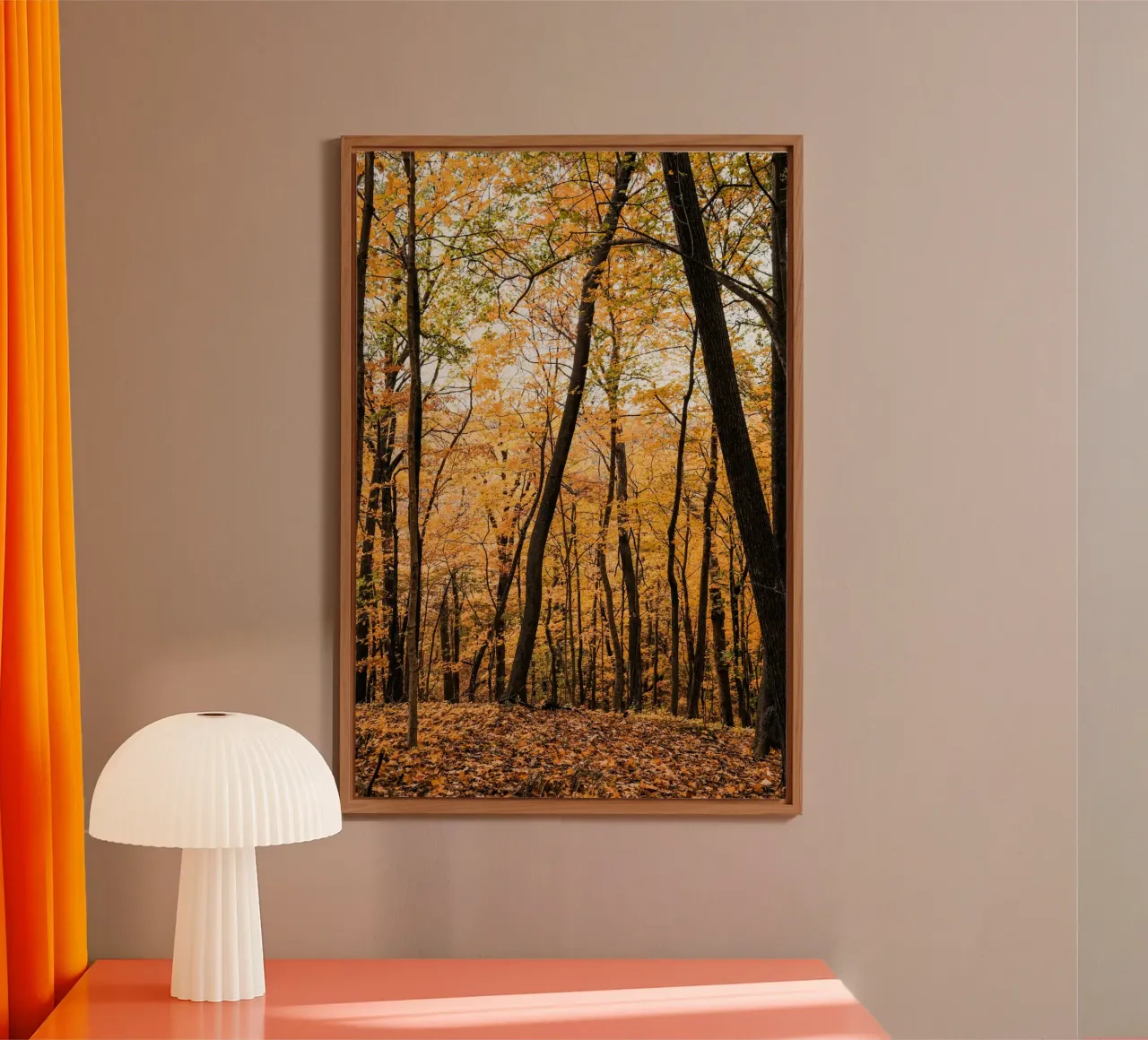 Foresta d'autunno sulla collina alluminio dibond da Liam Johnson