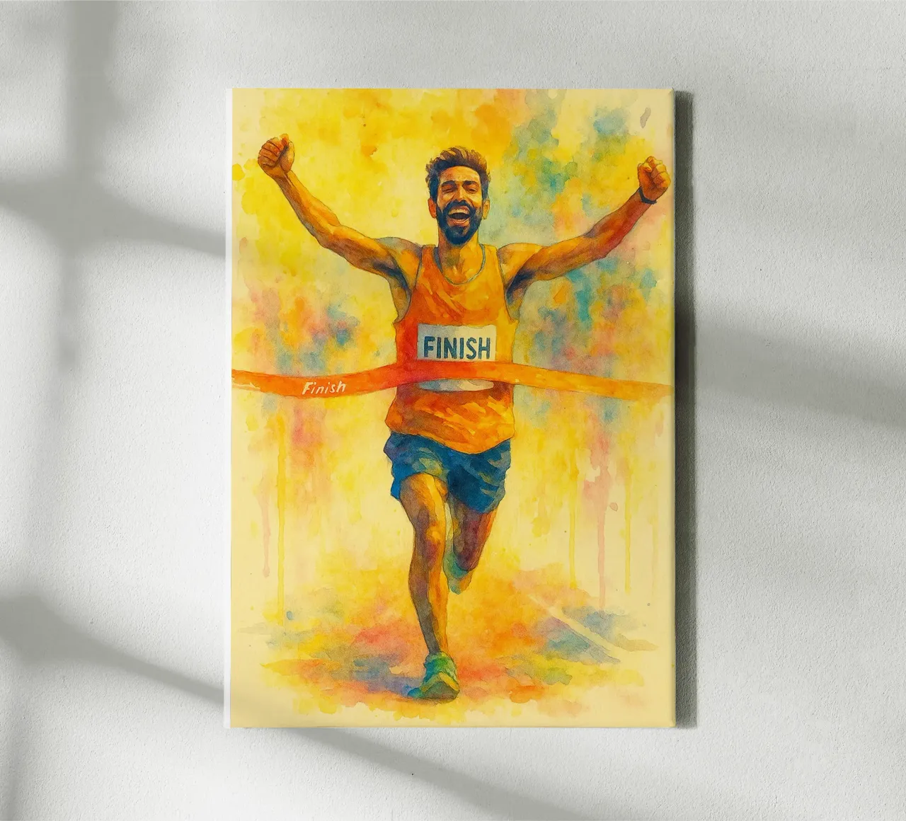 lange marathon sport tekening pijnitng canvas met Baklijst van toolips