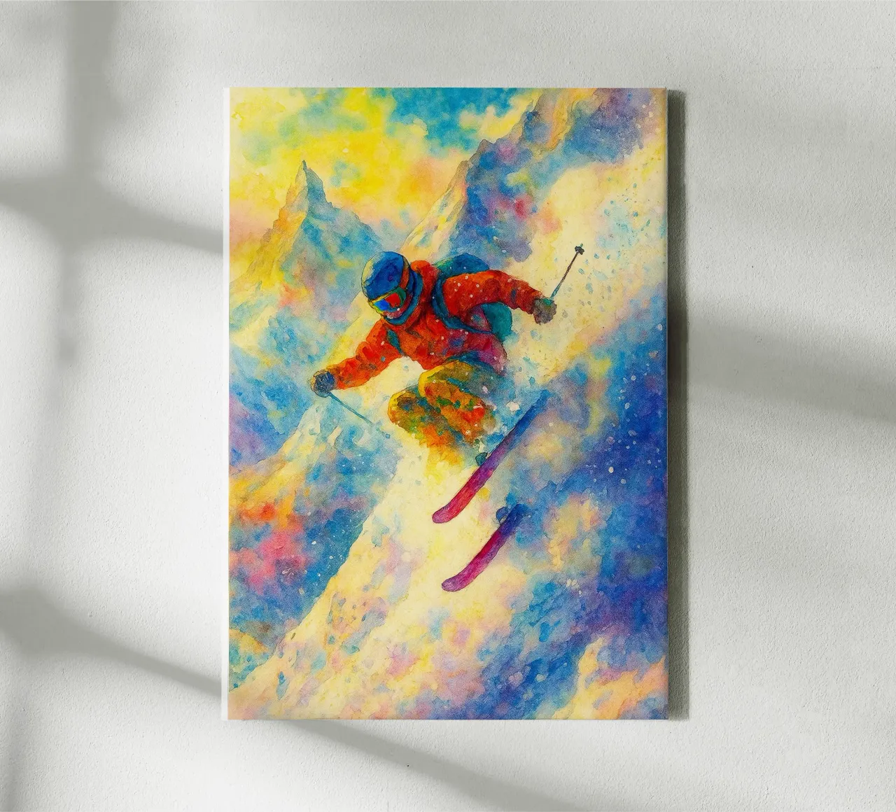skisport zeichnung painitng Leinwand mit Schattenfugenrahmen von toolips