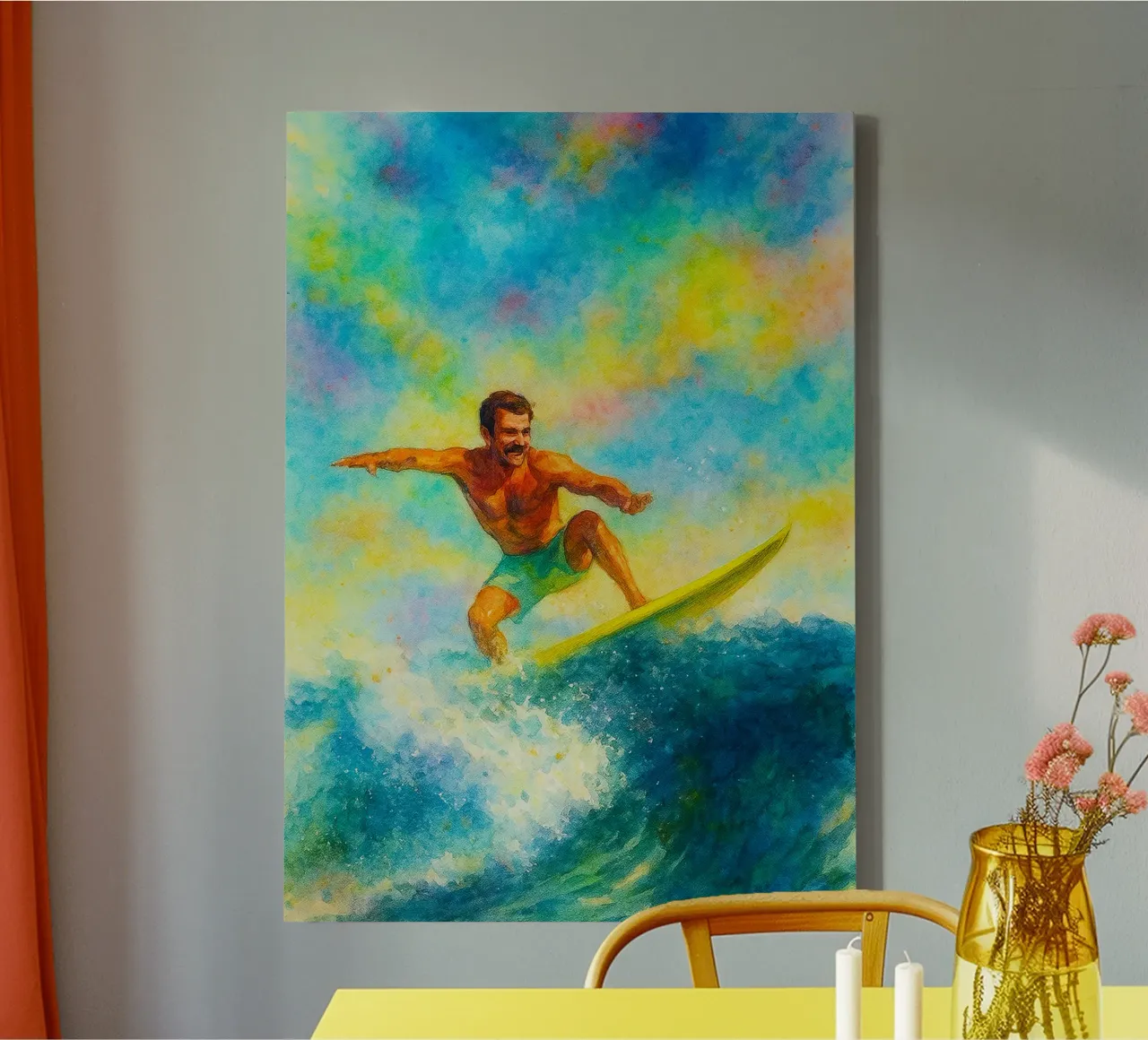 surf deporte dibujo painitng lienzo con Marco flotante de toolips