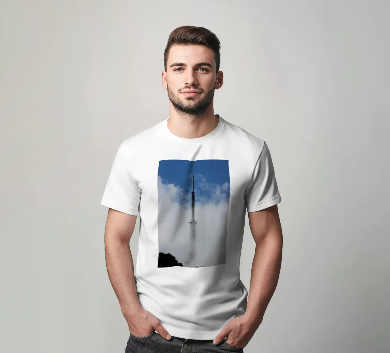 sky scape building in clouds t-shirt da comura