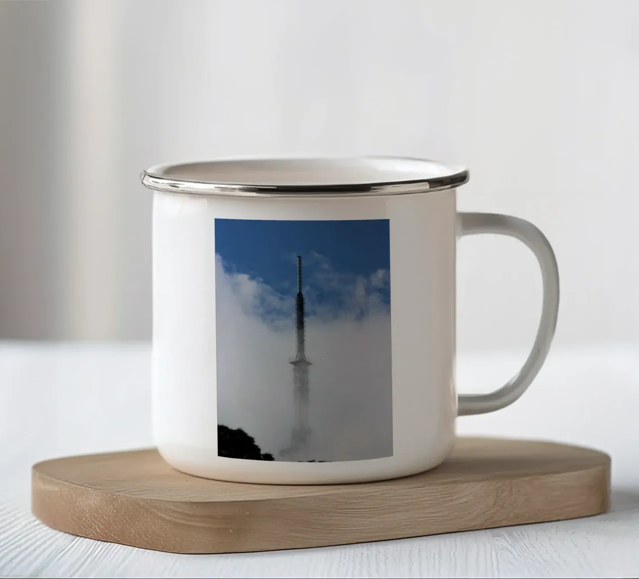 sky scape building in clouds tazza in smalto da comura
