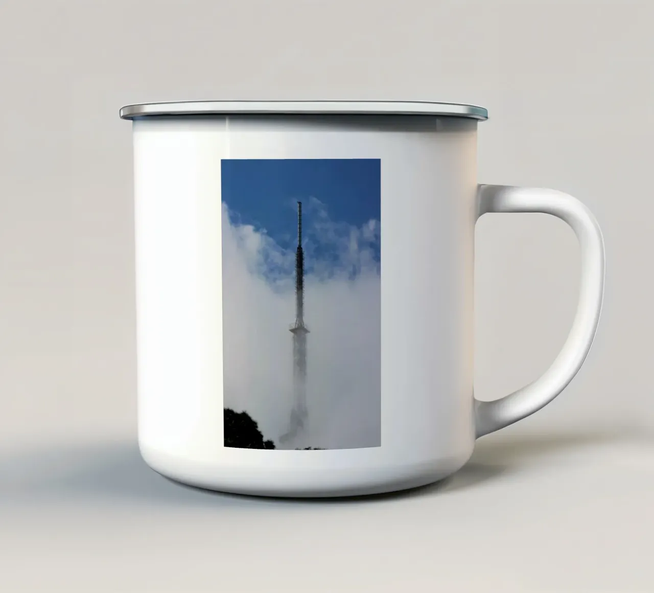 sky scape building in clouds tazza in smalto da comura
