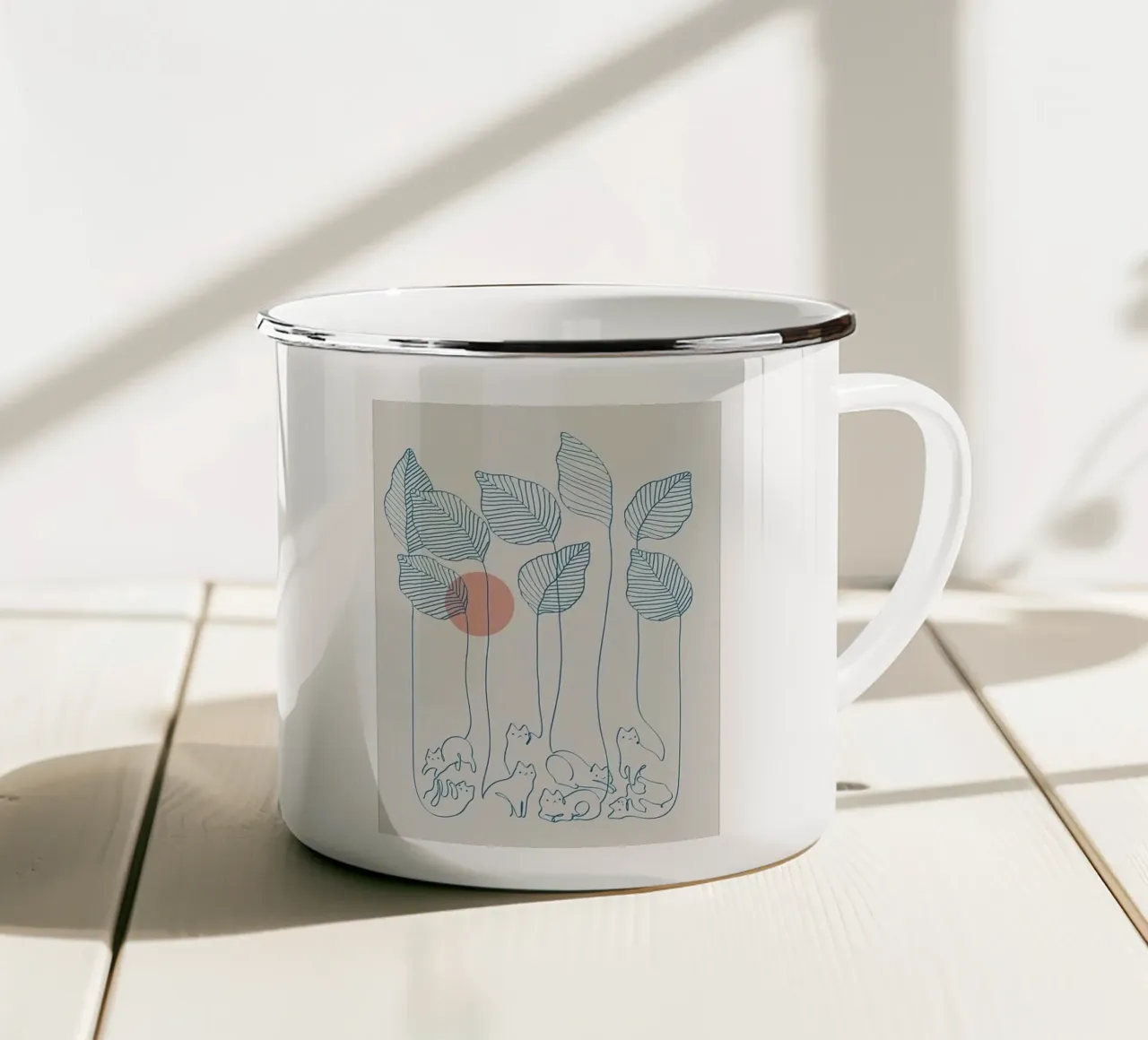 line of cat and branch tazza in smalto da comura