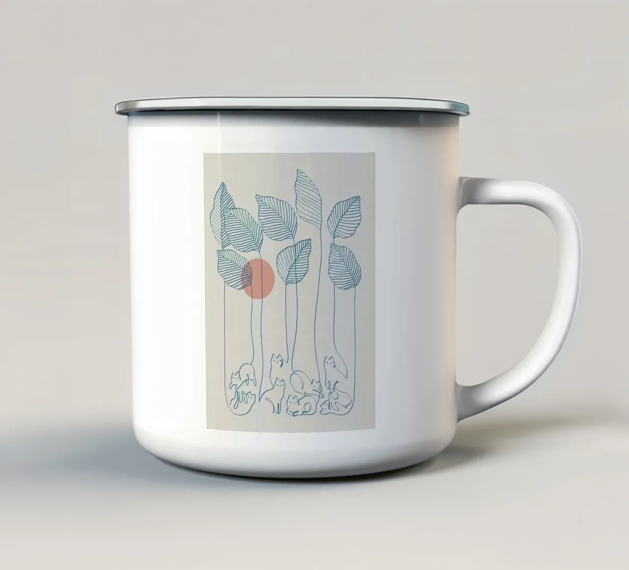 line of cat and branch tazza in smalto da comura