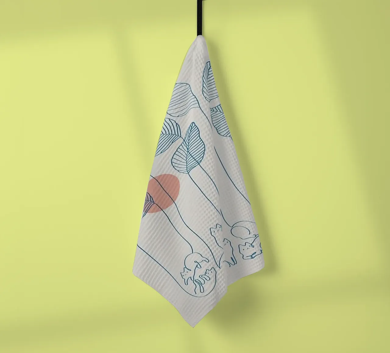 line of cat and branch canovaccio da cucina da comura